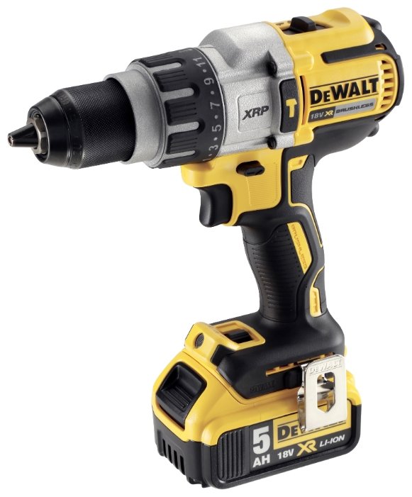 

Дрель-шуруповерт DeWALT DCD996P2, аккумуляторный, 820Вт, 95 Н·м, 2250 об/мин, 18V, 5 А·ч, Li-Ion, два акб, быстрозажимной патрон, кейс, 2.13кг (DCD996P2-QW), DCD996P2