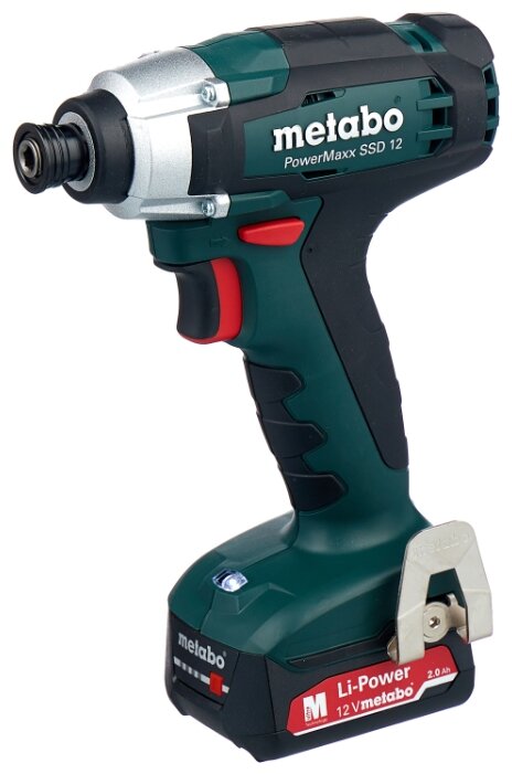

Винтоверт Metabo PowerMaxx SSD 12, аккумуляторный, ударный, 115 Н·м, под биты, 2 А·ч, Li-Ion, 12В, два аккумулятора, кейс, 1.1кг (601114500), PowerMaxx SSD 12