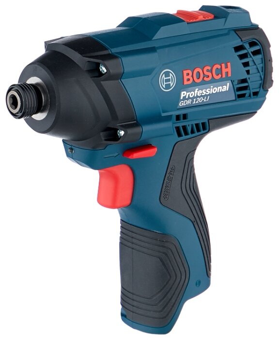 Гайковерт BOSCH GDR 120-LI, аккумуляторный, ударный, 100 Н·м, под биты, Li-Ion, 12В, поставляется без аккумуляторов и зарядного устройства, 1.05кг (06019F0000)