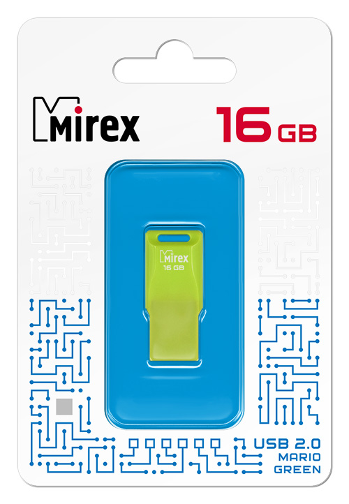

Флешка 16Gb USB 2.0 Mirex Mario, зеленый (13600-FMUMAG16), Mario