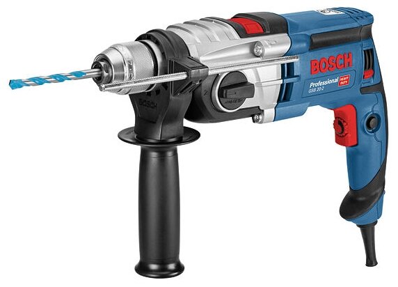 Дрель BOSCH GSB 20-2, сетевая, 850Вт, 3000 об/мин, ударная, быстрозажимной патрон, кейс, 2.6кг (060117B400)