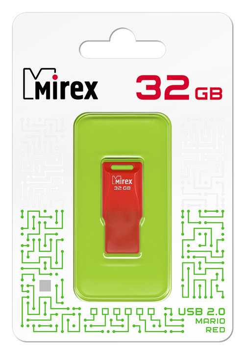 

Флешка 32Gb USB 2.0 Mirex Mario, красный (13600-FMUMAR32), Mario