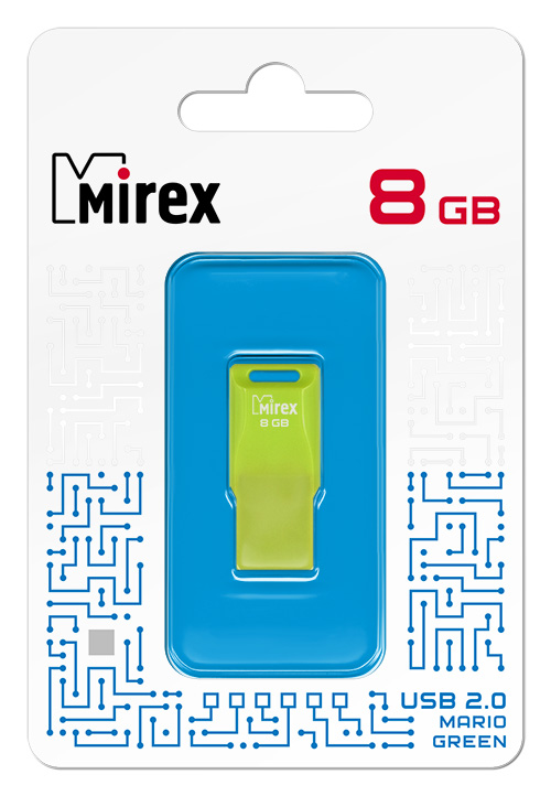 

Флешка 8Gb USB 2.0 Mirex Mario, зеленый (13600-FMUMAG08), Mario