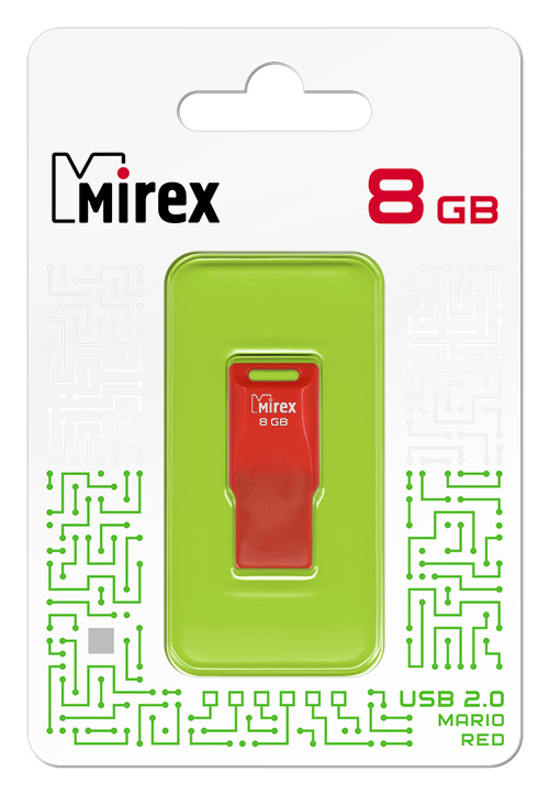 

Флешка 8Gb USB 2.0 Mirex Mario, красный (13600-FMUMAR08), Mario