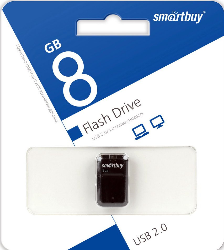 

Флешка 8Gb USB 2.0 SmartBuy ART, черный (SB8GBAK), ART