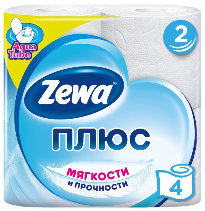 

Бумага туалетная Zewa Плюс, рулонов: 4шт., слоев: 2, длина 23м, белый (144051), 0