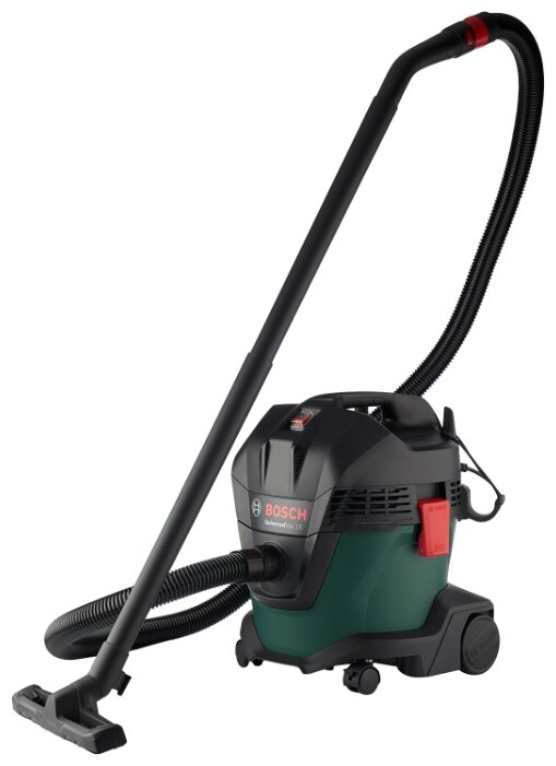

Строительный пылесос BOSCH UniversalVac 15, сетевой, 1000Вт, влажная, сухая уборка, объем пылесборника 15л, мешок, диаметр шланга 35мм, длина шланга 2.2м, 7кг (06033D1100), UniversalVac 15