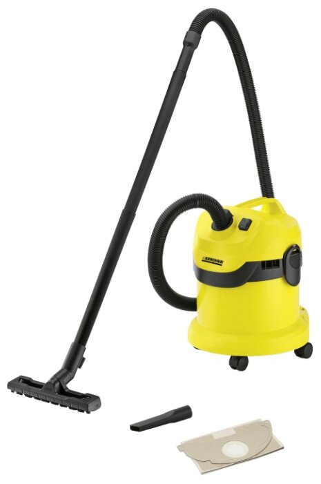 

Строительный пылесос KARCHER WD 2, сетевой, 1000Вт, влажная, сухая уборка, объем пылесборника 12л, мешок, диаметр шланга 35мм, длина шланга 1.9м, 4.5кг (16297830), WD 2