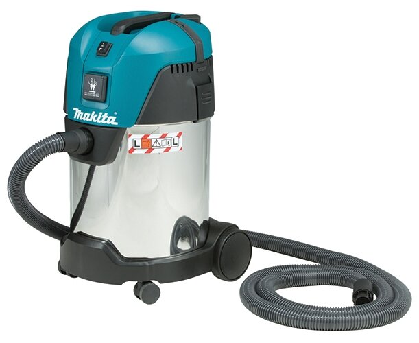 Строительный пылесос Makita VC3011L, сетевой, 1000Вт, влажная, сухая уборка, объем пылесборника 30л, мешок, диаметр шланга 32мм, длина шланга 3.5м, встроенная розетка, 10.5кг