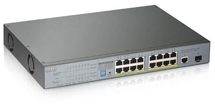 

Коммутатор ZYXEL GS1300-18HP, кол-во портов: 16x1 Гбит/с, SFP 1x1 Гбит/с, установка в стойку, PoE (макс. 170Вт) (GS1300-18HP-EU0101F), GS1300-18HP