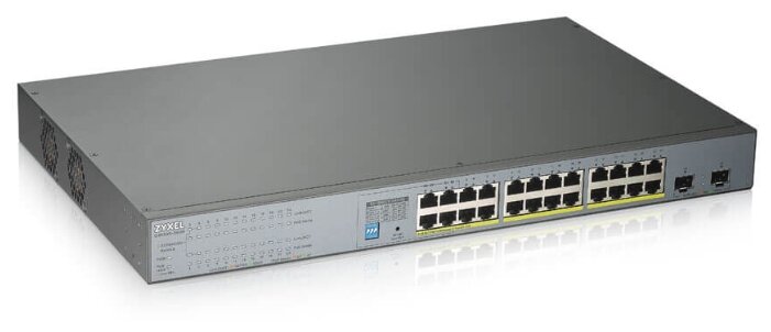 

Коммутатор ZYXEL GS1300-26HP, кол-во портов: 24x1 Гбит/с, кол-во SFP/uplink: 2x1 Гбит/с, установка в стойку, PoE (макс. 250W) (GS1300-26HP-EU0101F), GS1300-26HP