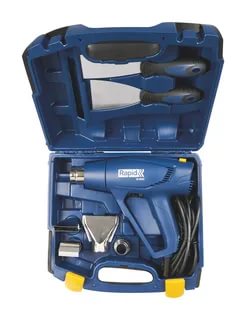 

Фен строительный Rapid R1800, сетевой, 1.8 кВт, от 300°C, до 550°C, до 450 л/м, кейс (5001341), R1800