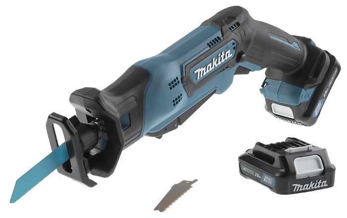 Сабельная пила Makita JR103DWAE, аккумуляторная, подсветка, Li-Ion, 10.8 В, 2 А·ч, бесключевая замена оснастки