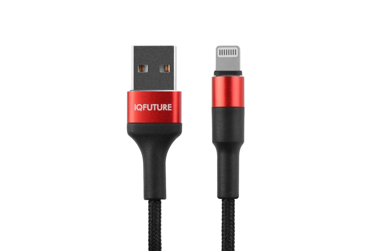 

Кабель USB (Am)-Lightning 8-pin, 2А, 1.2 м, черный/красный, IQFuture (IQ-UL2A)