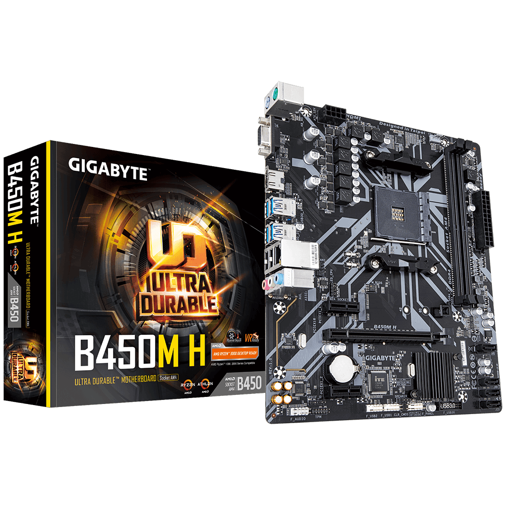 Материнская плата GIGABYTE B450M H, SocketAM4, AMD B450, mATX