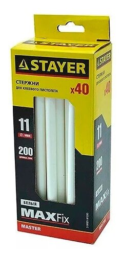 Клеевые стержни Stayer Master 1.1 см x 20 см, белый, 40 шт., коробка (2-06821-W-S40)