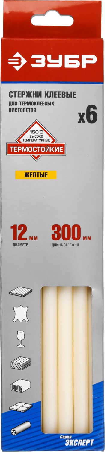 

Клеевые стержни Зубр Эксперт 12x300мм, желтый, 6шт., коробка (06858-12-1)