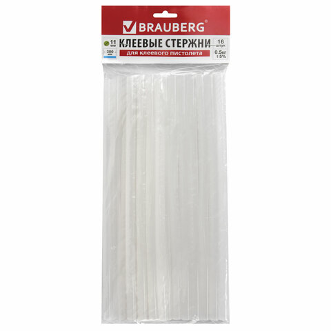 

Клеевые стержни BRAUBERG 1.1 см x 30 см, прозрачный, 16 шт., пакет (670295)