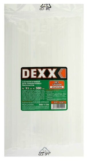 

Клеевые стержни Dexx 1.1 см x 30 см, прозрачный, 33 шт., 1 кг, пакет (0683-11-300)