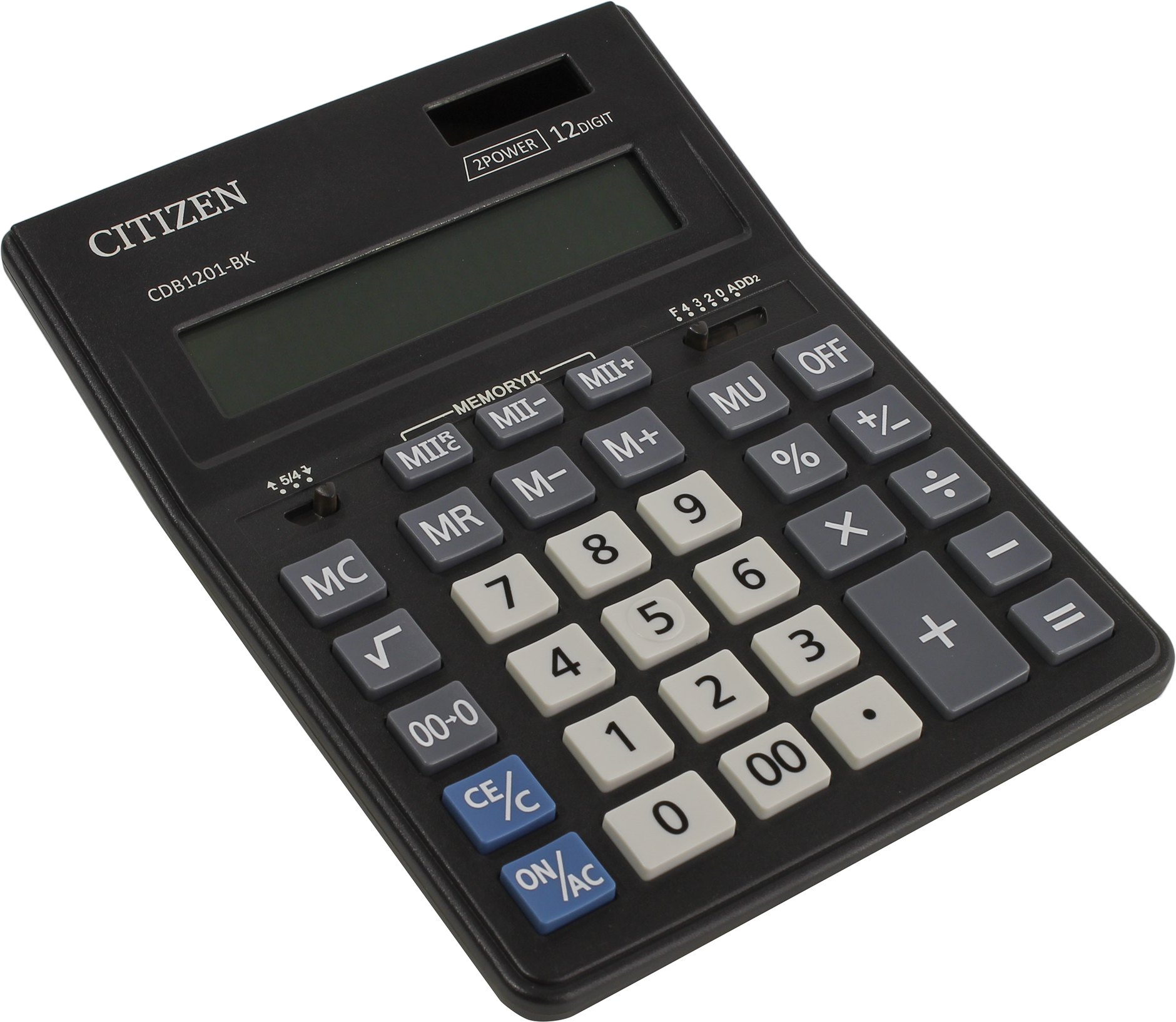 

Калькулятор настольный Citizen CDB1201BK, 12-разрядный, кол-во функций:8, черный, CDB1201BK
