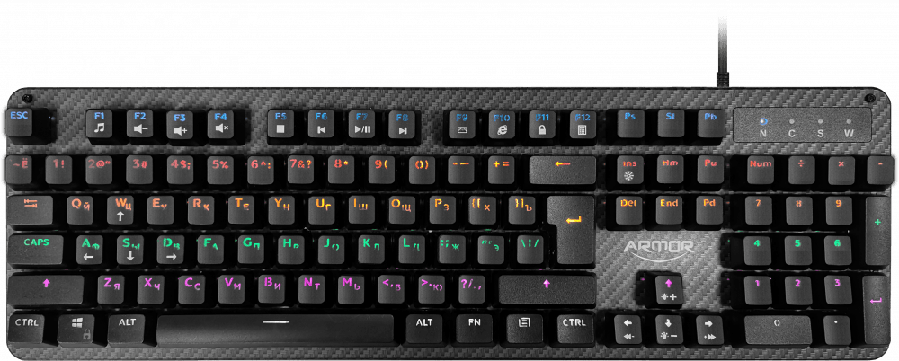 

Клавиатура проводная CBR KB-884 Armor, механическая, подсветка, USB, черный, KB-884 Armor