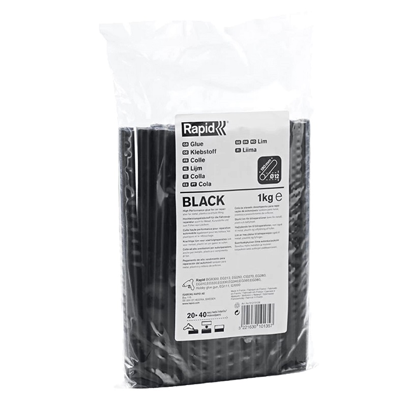 Клеевые стержни Rapid 1.2 см x 19 см, черный, 1 кг, пакет (51215108)