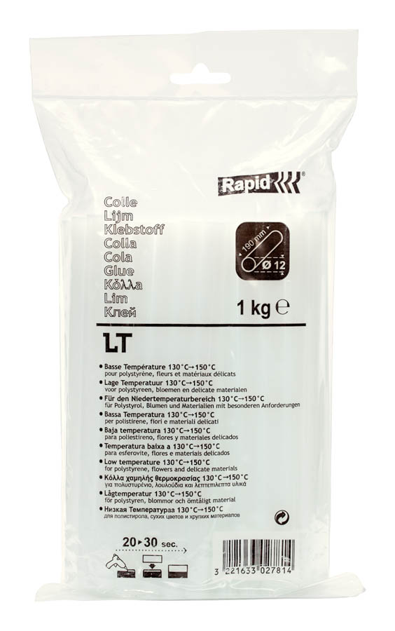 

Клеевые стержни Rapid LT 1.2 см x 19 см, прозрачный, 1 кг, пакет (40302781)