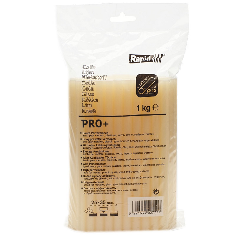 

Клеевые стержни Rapid PRO+ 1.2 см x 19 см, желтый, 1 кг, пакет (40302777)