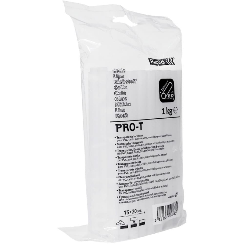 

Клеевые стержни Rapid PRO-T 1.2 см x 19 см, прозрачный, 1 кг, пакет (40302768)