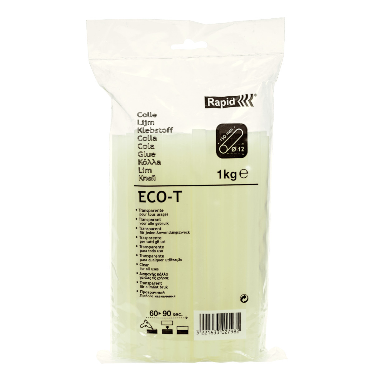 

Клеевые стержни Rapid ECO-T 1.2 см x 19 см, прозрачный, 1 кг, пакет (40302798)