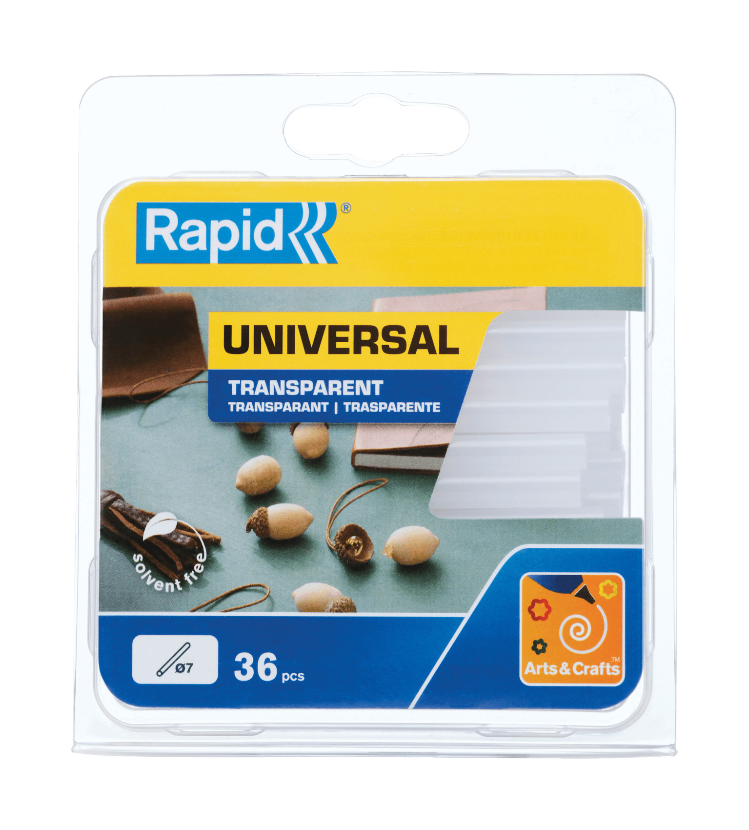 

Клеевые стержни Rapid Universal 7 мм x 6.5 см, прозрачный, 36 шт., 125 г, блистер (40107350)