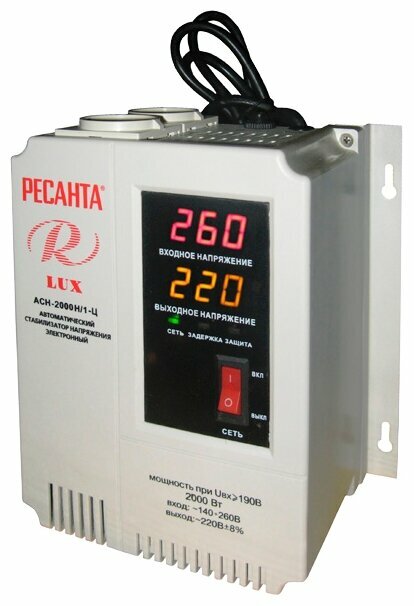 

Стабилизатор напряжения Ресанта АСН-2000Н/1-Ц, 2500 VA, 2 кВт, EURO, серый, АСН-2000Н/1-Ц
