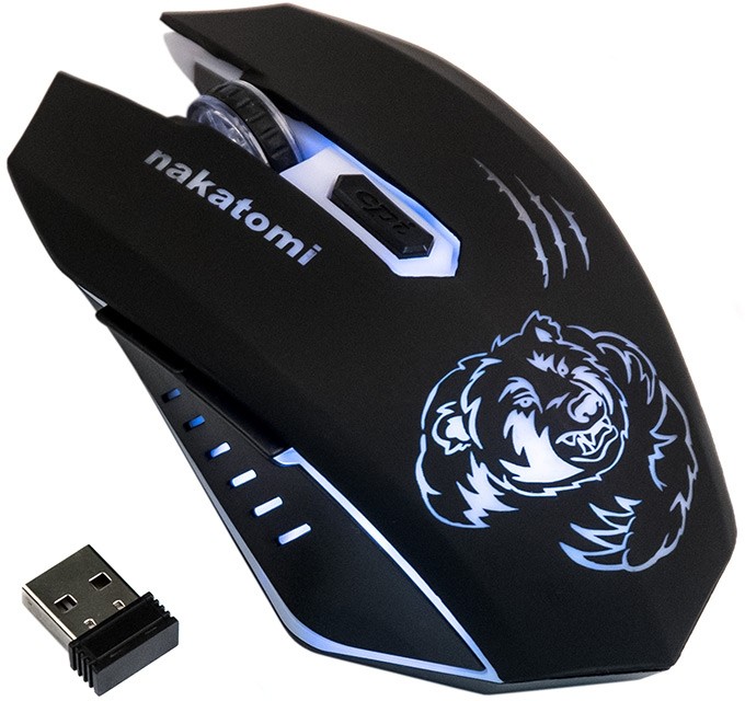 

Мышь беспроводная Nakatomi MROG-15UR, 1600dpi, оптическая светодиодная, USB, черный (MROG-15UR), MROG-15UR