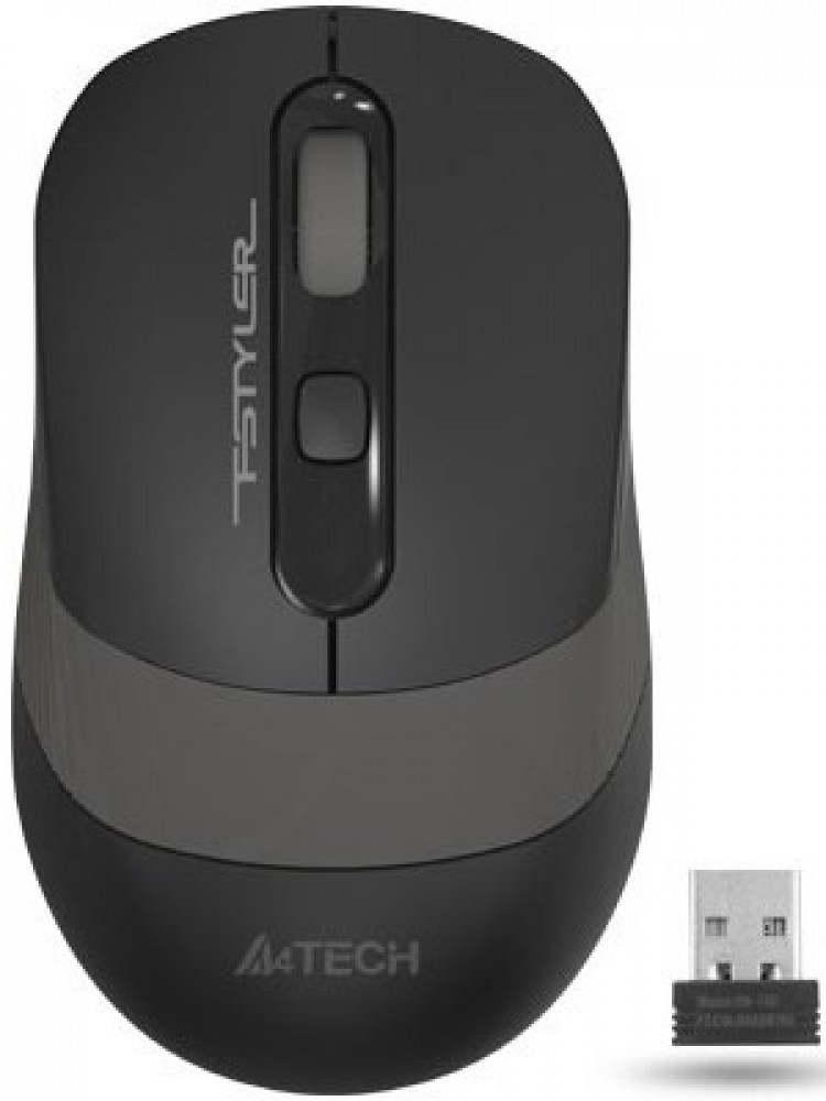 Мышь беспроводная A4Tech Fstyler FG10, 2000dpi, оптическая светодиодная, USB, черный/серый