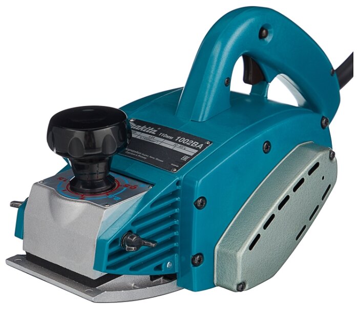 

Электрорубанок Makita 1002BA, 1.05 кВт, 15000 об/мин, сетевой, глубина строгания 4 мм, глубина выборки паза до 4 мм, ширина строгания 11 см, 5.5 кг, 1002BA
