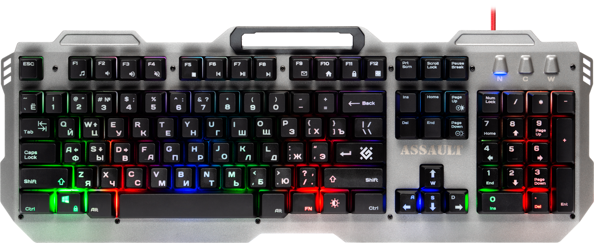 

Клавиатура проводная Defender ASSAULT GK-350L RU, мембранная, подсветка, USB, черный (45350), ASSAULT GK-350L RU