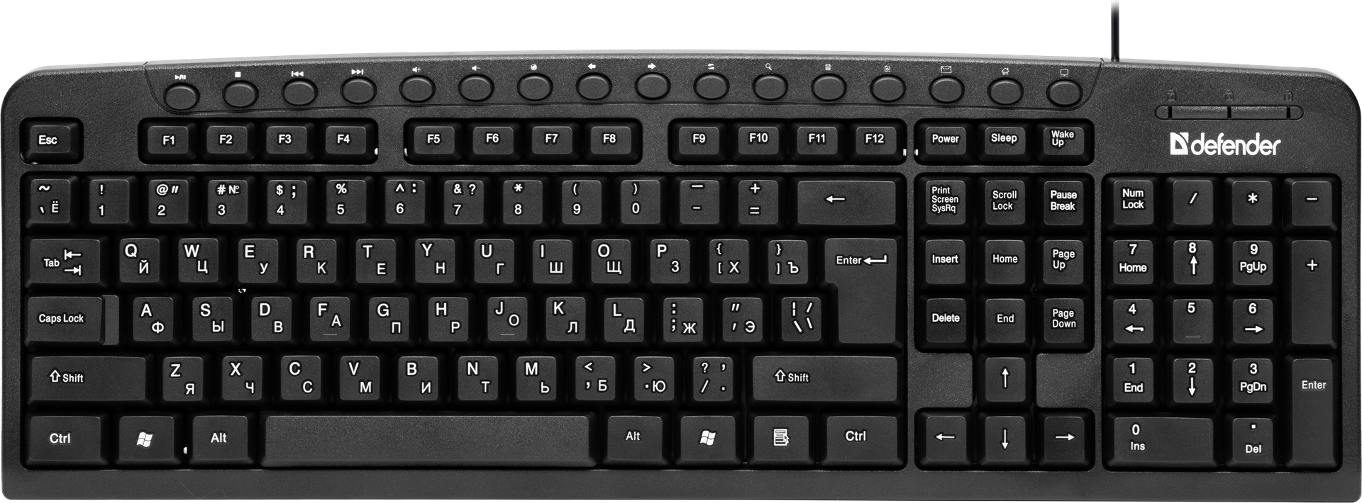 

Клавиатура проводная Defender Focus HB-470, мембранная, USB, черный (45470), Focus HB-470
