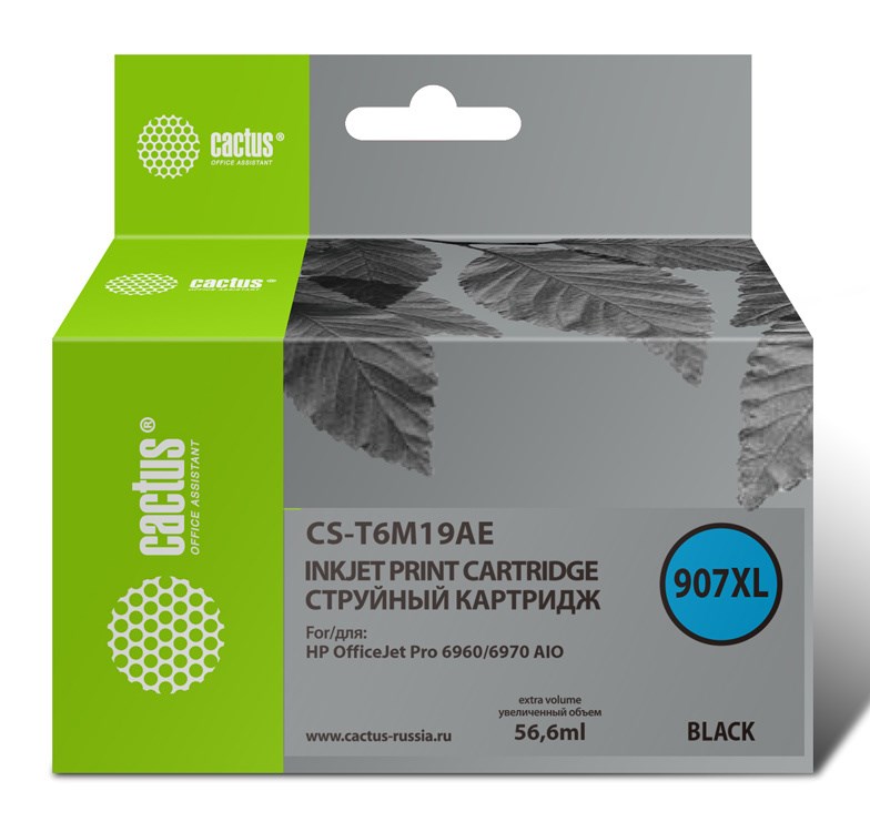 

Картридж струйный Cactus CS-T6M19AE (907XL/T6M19AE), черный, совместимый, 1500 страниц, 56.6 мл, для HP OJP 6950/6960/6970