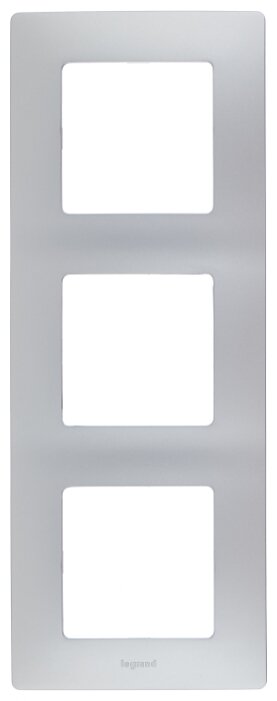 

Рамка Legrand Etika, горизонтальная и вертикальная, 3-поста, 6-модулей, серебро (672553), Серебристый