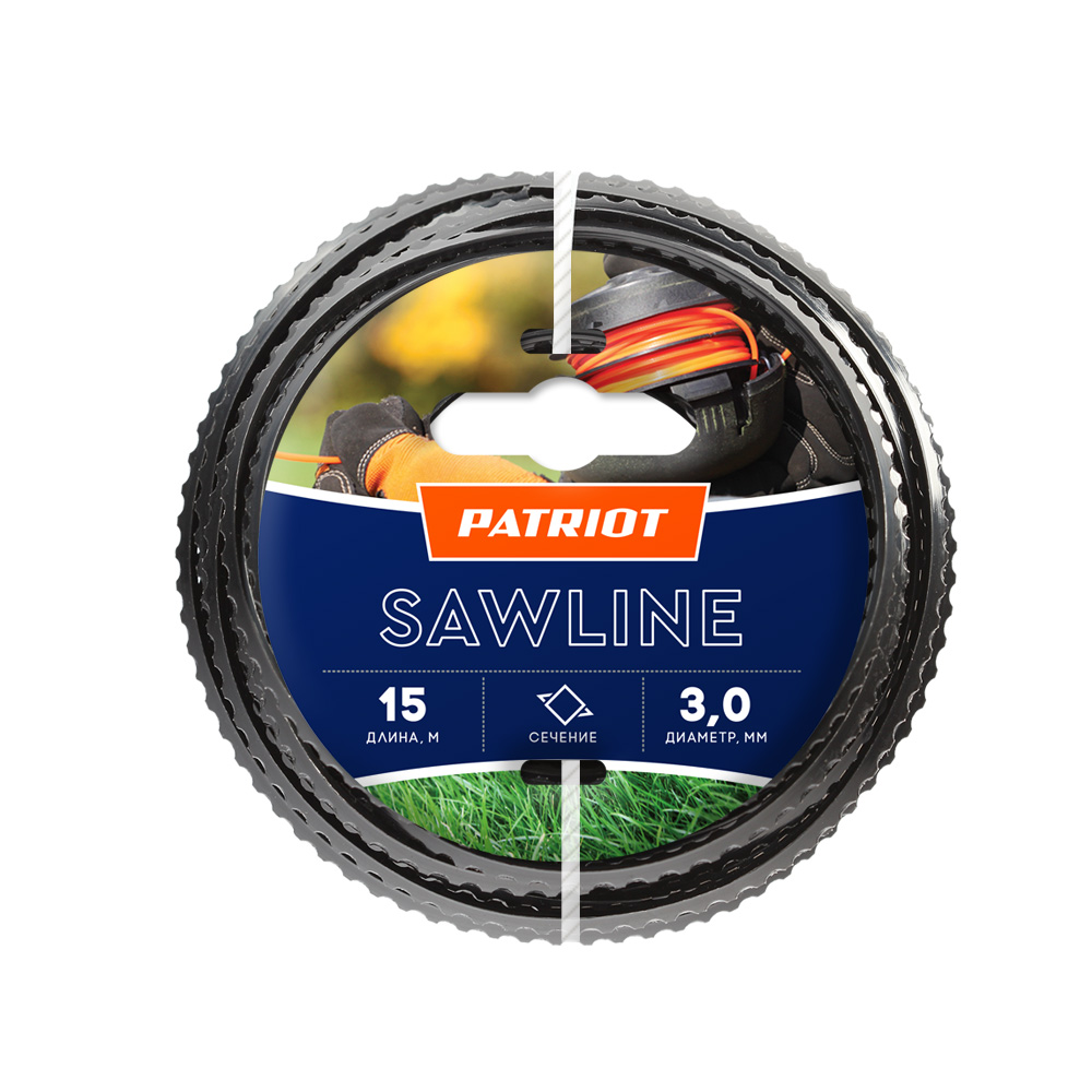 

Леска триммерная PATRIOT Sawline, квадрат 3ммx15м (805403311), Sawline