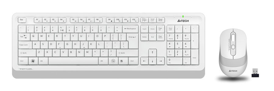 Клавиатура + мышь A4Tech Fstyler FG1010, беспроводная, USB, белый/серый