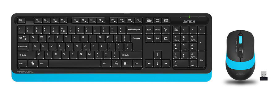 Клавиатура + мышь A4Tech Fstyler FG1010, беспроводная, USB, черный/синий
