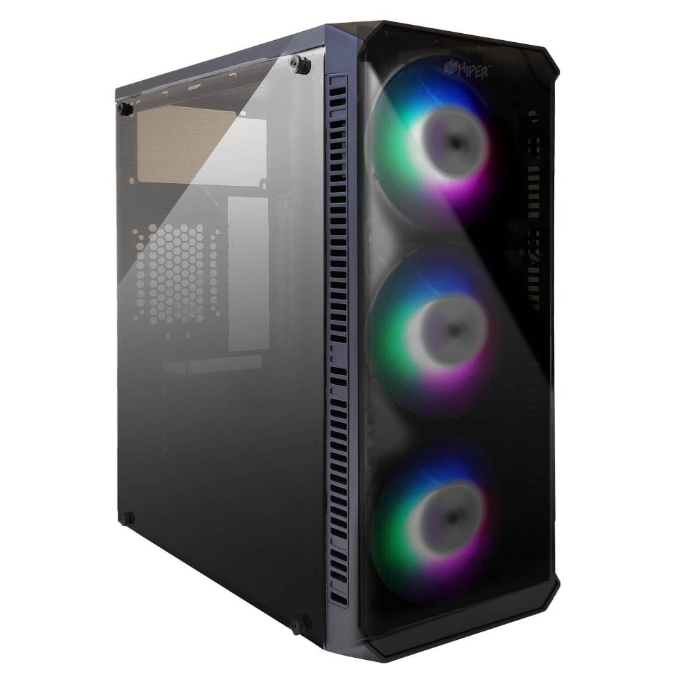 Корпус HIPER HG-C103RGB, ATX, Midi-Tower, USB 3.0, черный, Без БП