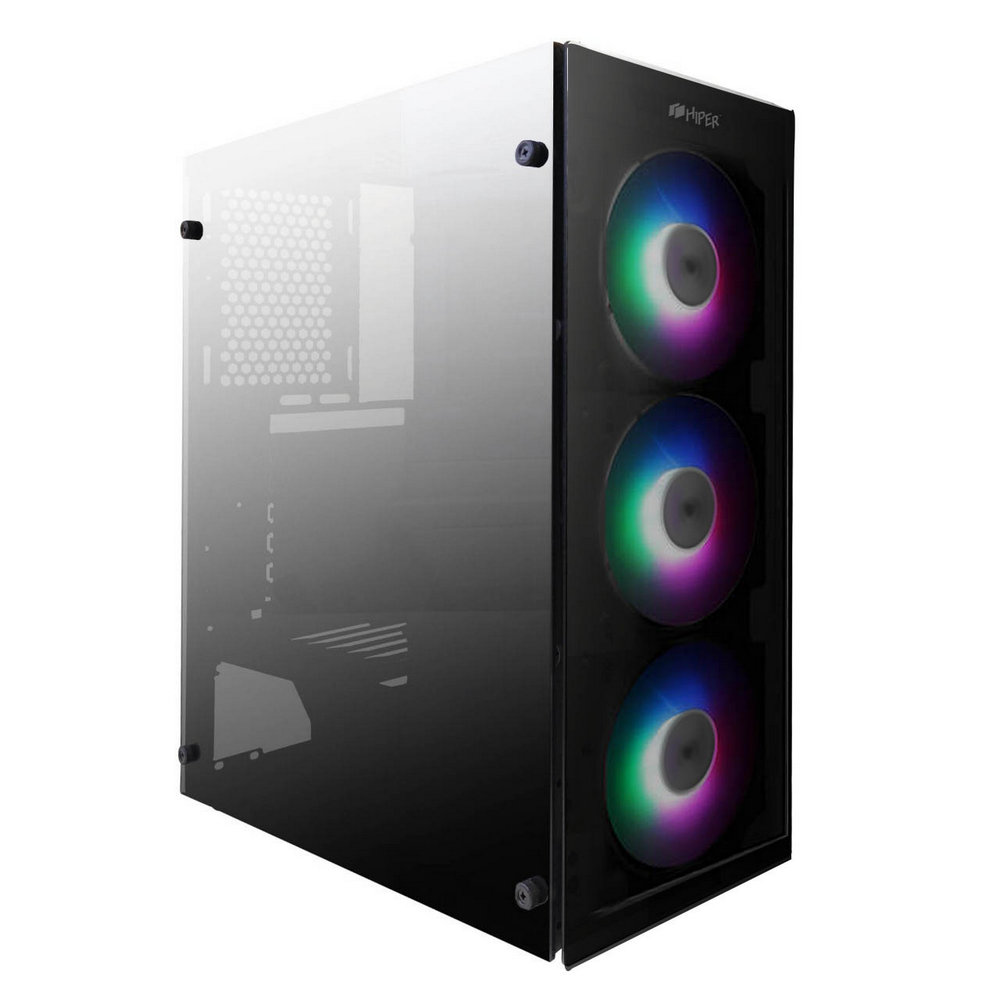 Корпус HIPER HG-C104RGB, ATX, Midi-Tower, USB 3.0, черный, Без БП