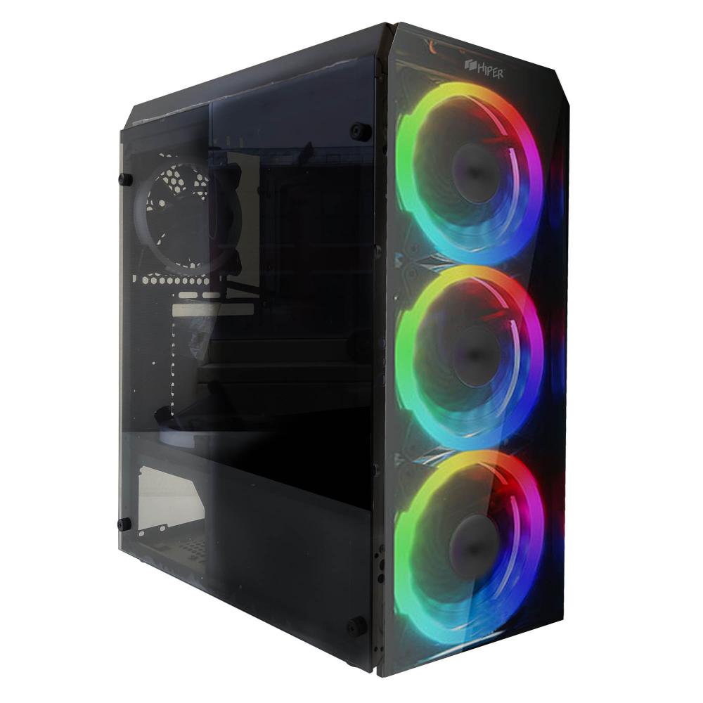 Корпус HIPER HG-C106RGB, ATX, Midi-Tower, USB 3.0, черный, Без БП