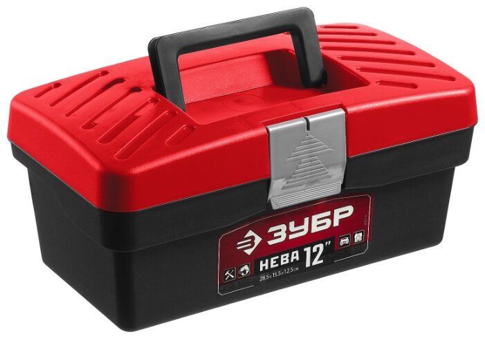 Ящик 28.5смx15.5смx12.5 см, пластик, ручка, ЗУБР Нева-12 (38323-12), цвет красный