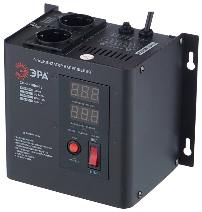 

Стабилизатор напряжения Эра СННТ-1000-Ц, 1000VA, 1000W, EURO, черный, СННТ-1000-Ц
