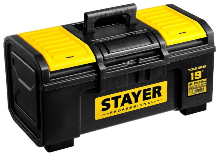 Ящик с органайзером 48смx27смx24см, пластик, ручка, STAYER Professional TOOLBOX (38167-19), цвет желтый