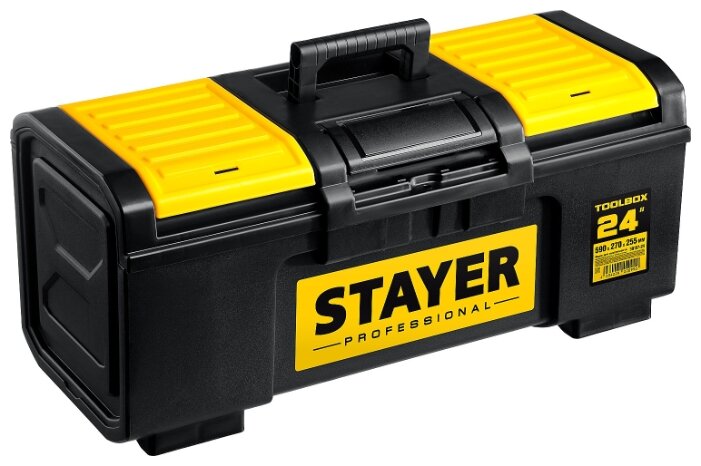 Ящик с органайзером 59смx27смx25.5см, пластик, ручка, STAYER Professional TOOLBOX (38167-24), цвет желтый