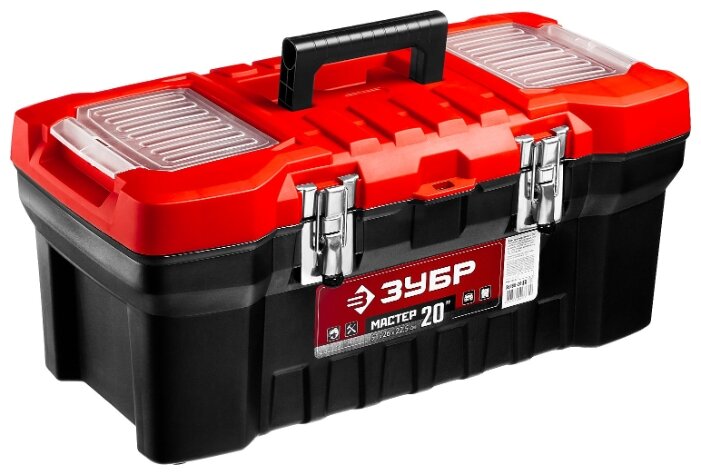 Ящик с органайзером 51смx26смx22.5см, пластик, ручка, ЗУБР Мастер-20 (38180-20_z02), цвет красный